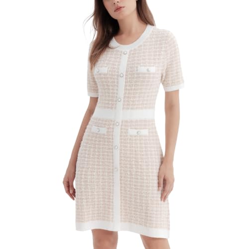 Amazon.com: URBAN REVIVO Women's Sweater Dress Knit Tweed Dress